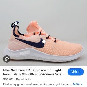 NIKE FREE TR 8~ peach and navy-so cute! Women’s size 7.5- look really good!